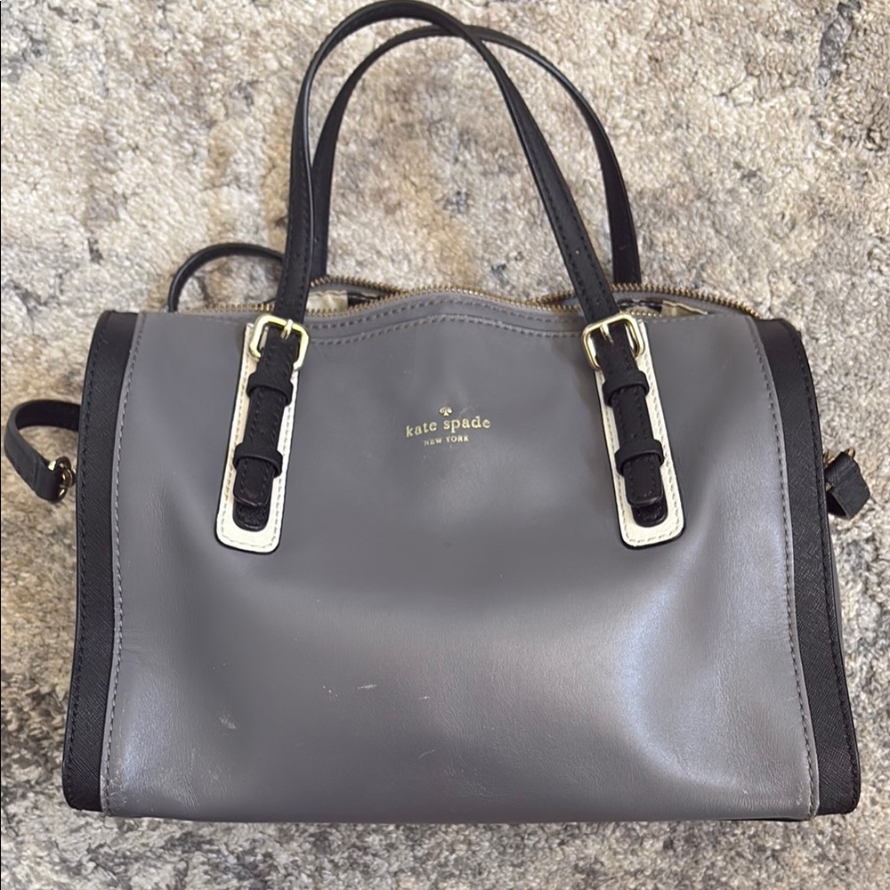 Kate Spade Gray and Black Leather Satchel